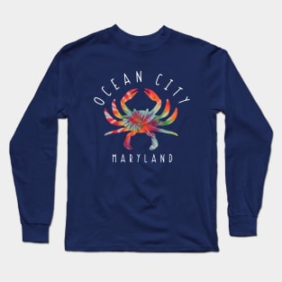 Ocean City Maryland Beach Vacation Crab Tie Dye Long Sleeve T-Shirt